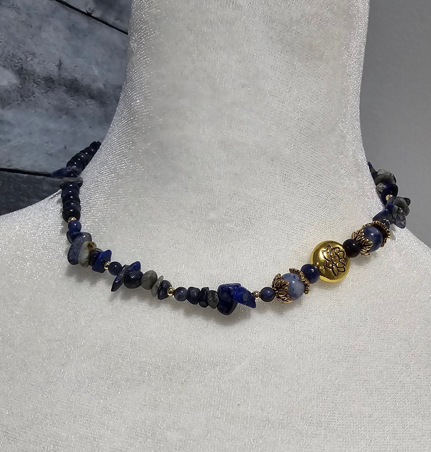 Lotus Blue Sodalite Beaded Necklace ossie and omi 2