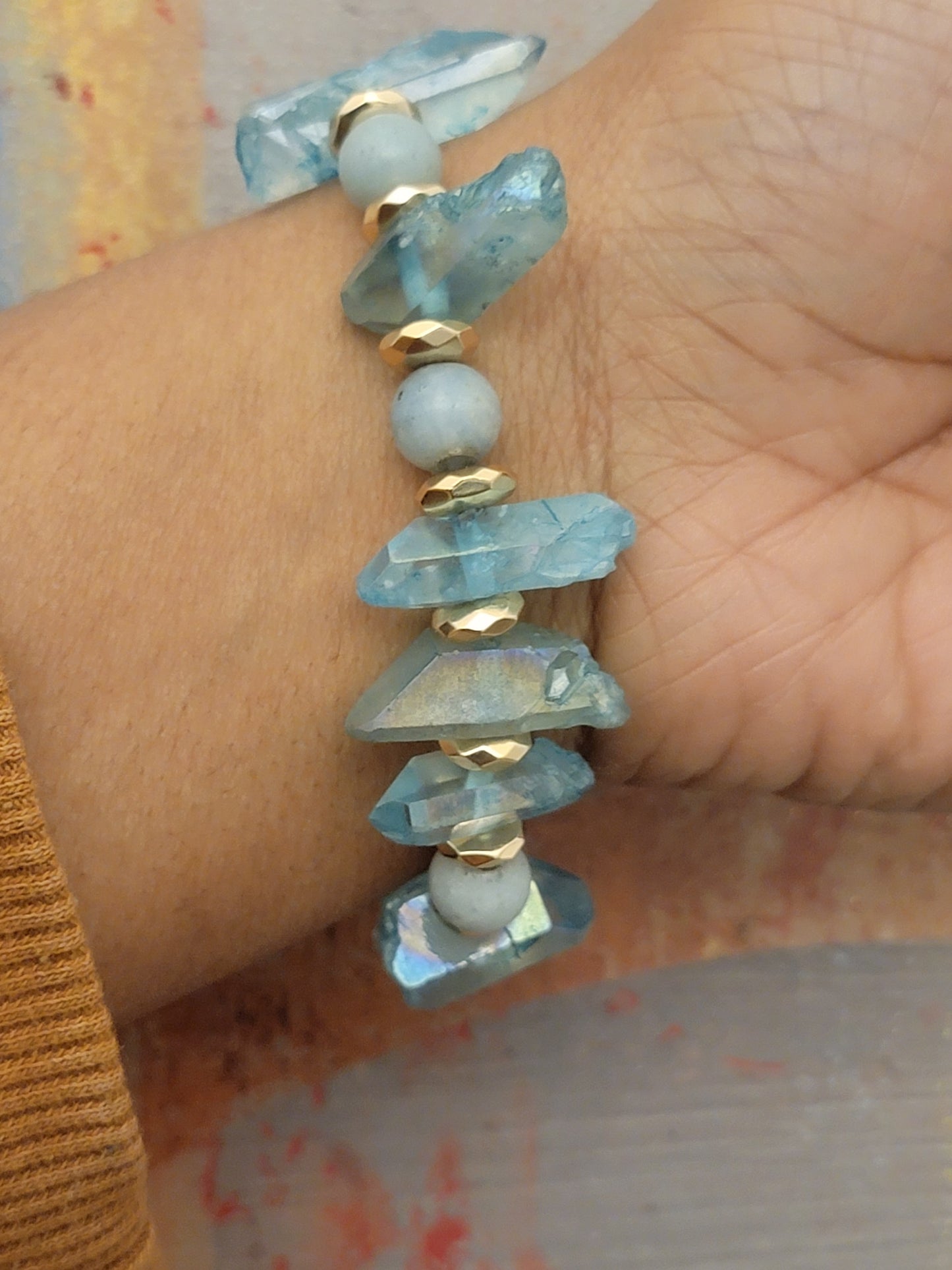 Pulsera de roca de aguamarina
