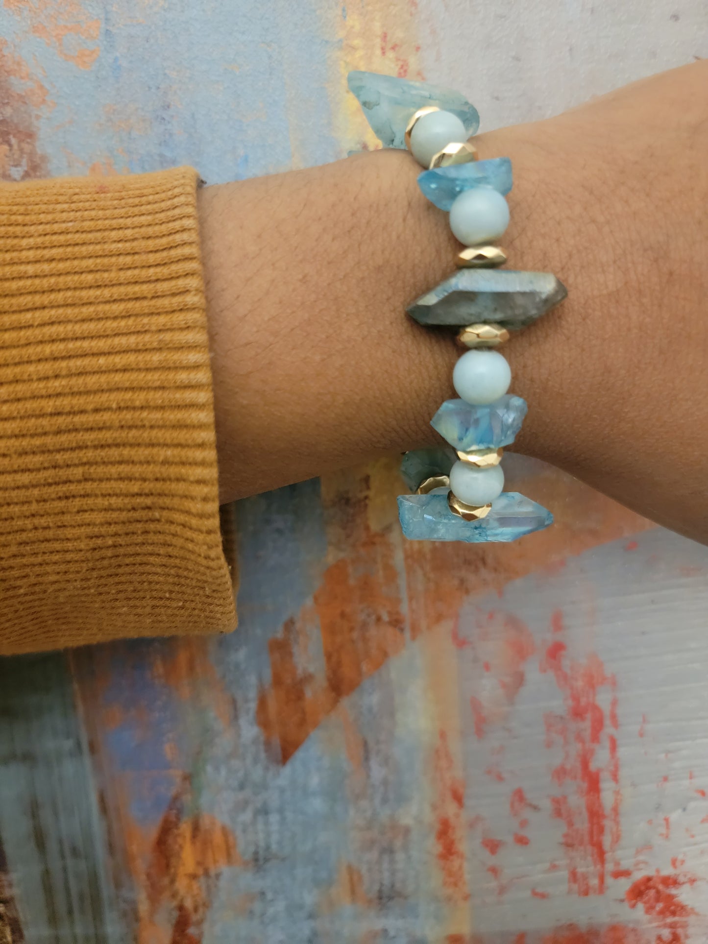 Pulsera de roca de aguamarina