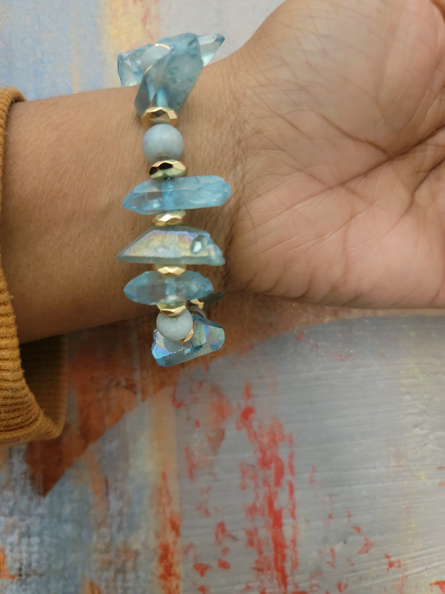 Pulsera de roca de aguamarina