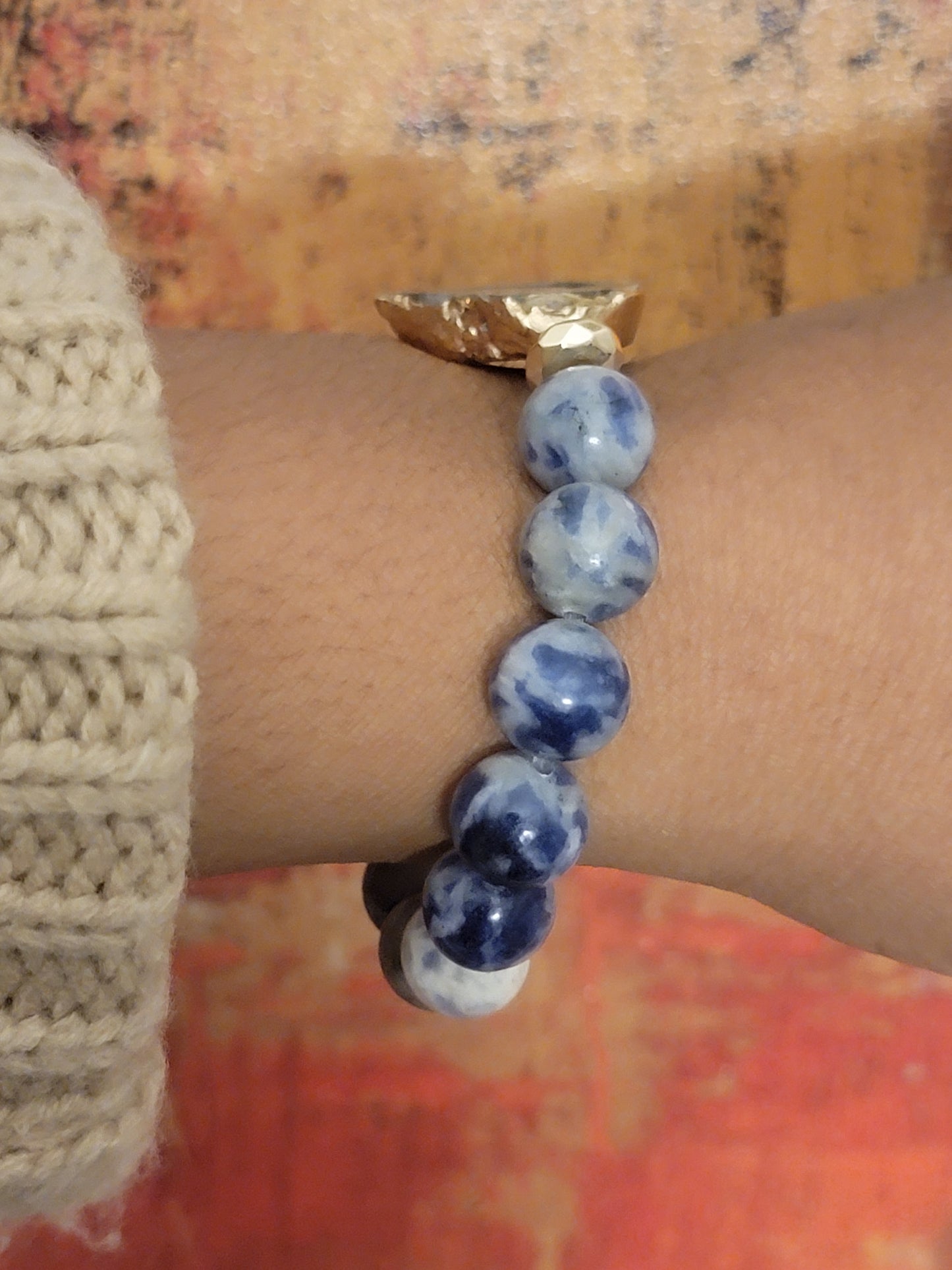 Sodalite and Agate Beaded Bracelet