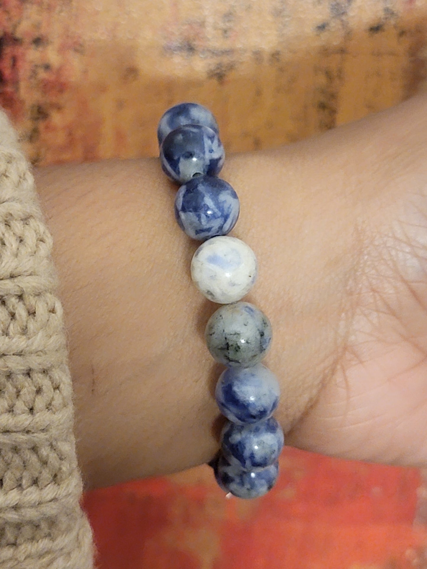 Sodalite and Agate Beaded Bracelet