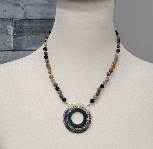 "Imagination Is Everything" Indian Moss Agate Necklace