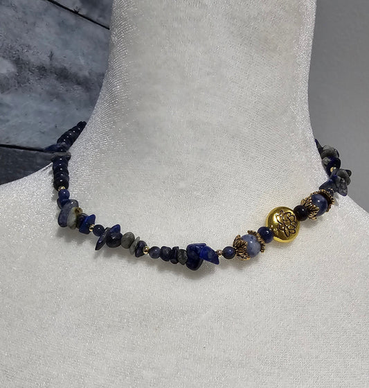Lotus Blue Sodalite Beaded Necklace ossie and omi 2