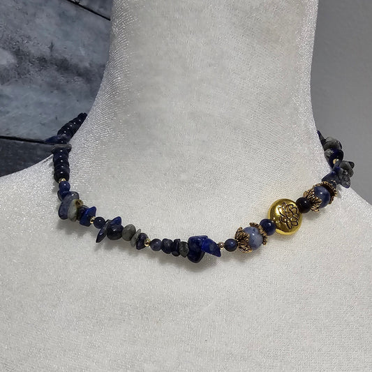 Lotus Blue Sodalite Beaded Necklace ossie and omi 2