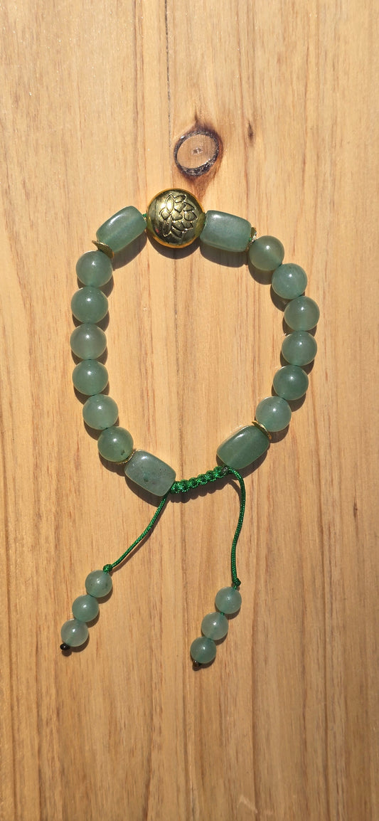 Lotus and Green Aventurine Gemstone Bracelet