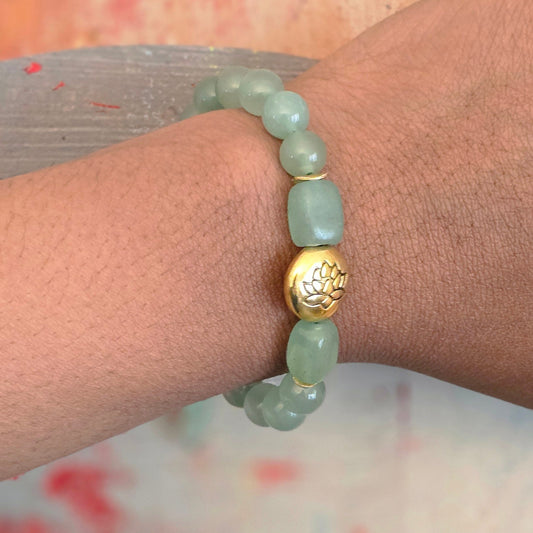 Bracelet en pierres précieuses aventurine verte