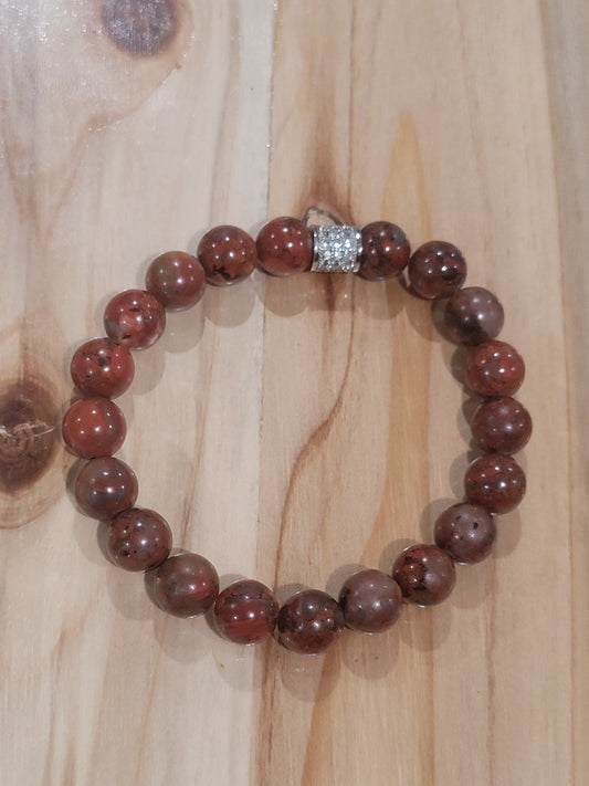 Pulsera de jaspe rojo (plata)