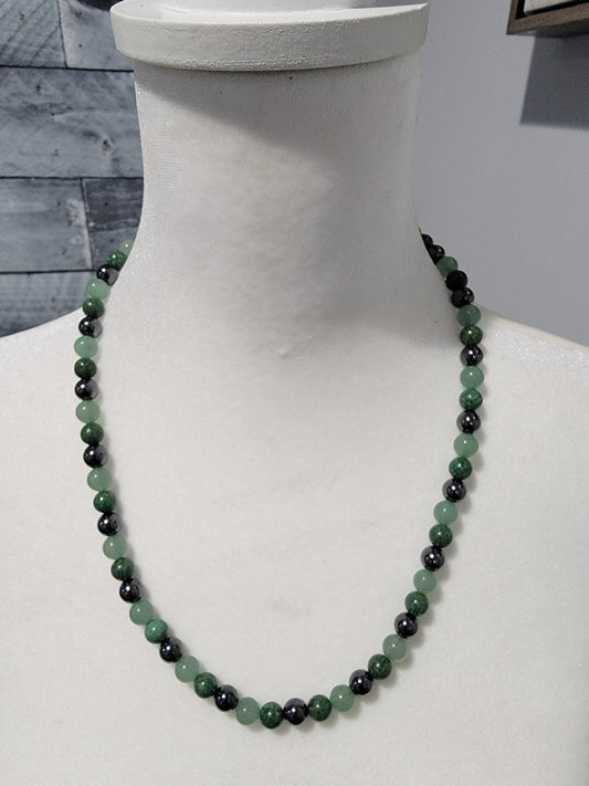 Hematite, African Jasper and Green Aventurine Necklace