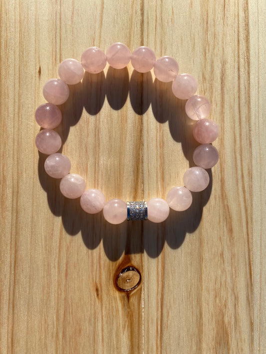 Pulsera de piedra preciosa de cuarzo rosa